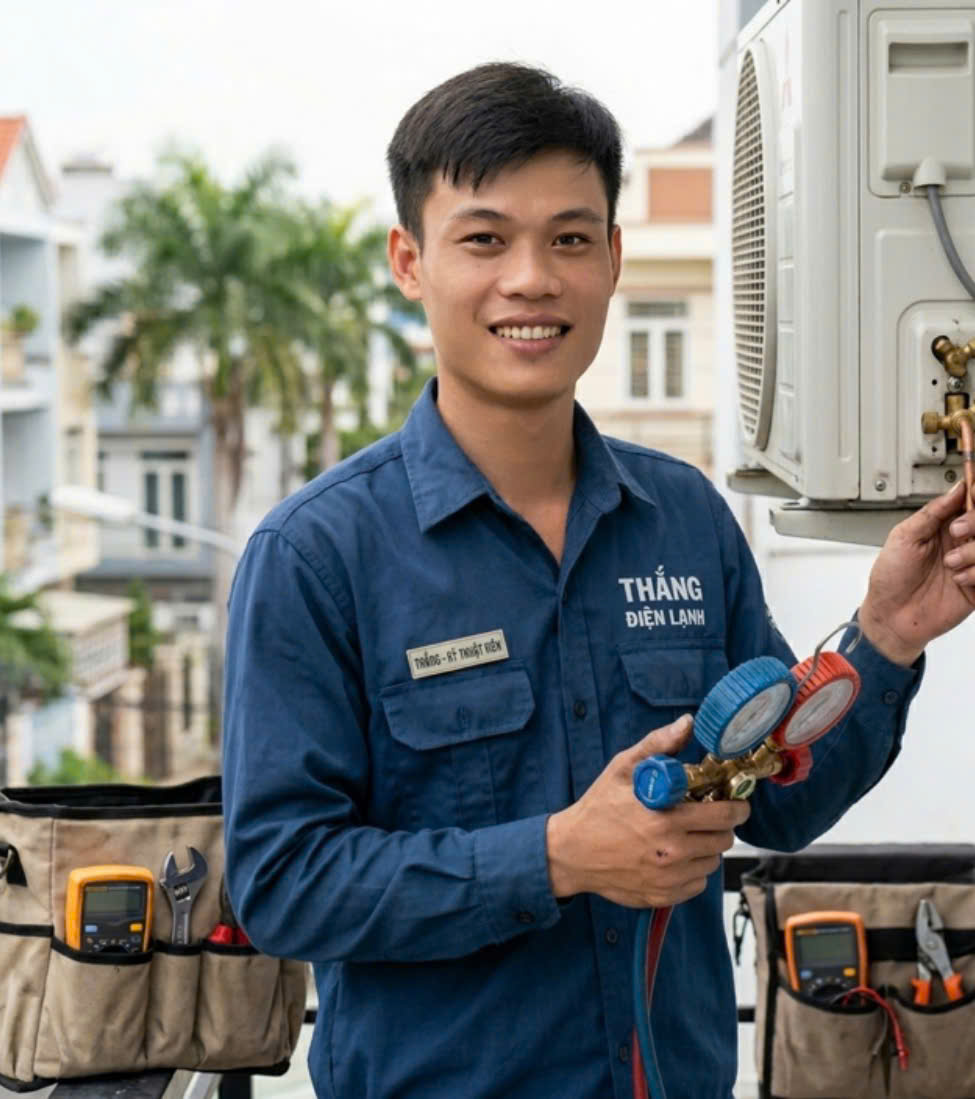 Kỹ thuật viên đang phục vụ khách hàng